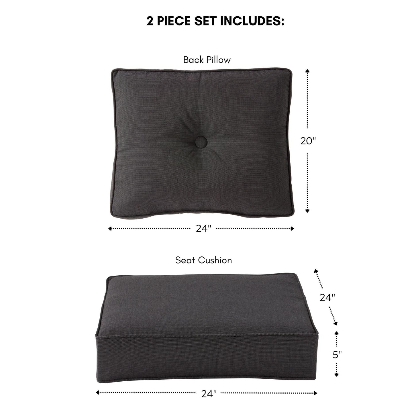 Sunbrella 2-teiliges Premium Deep Seat Outdoor-Kissenset