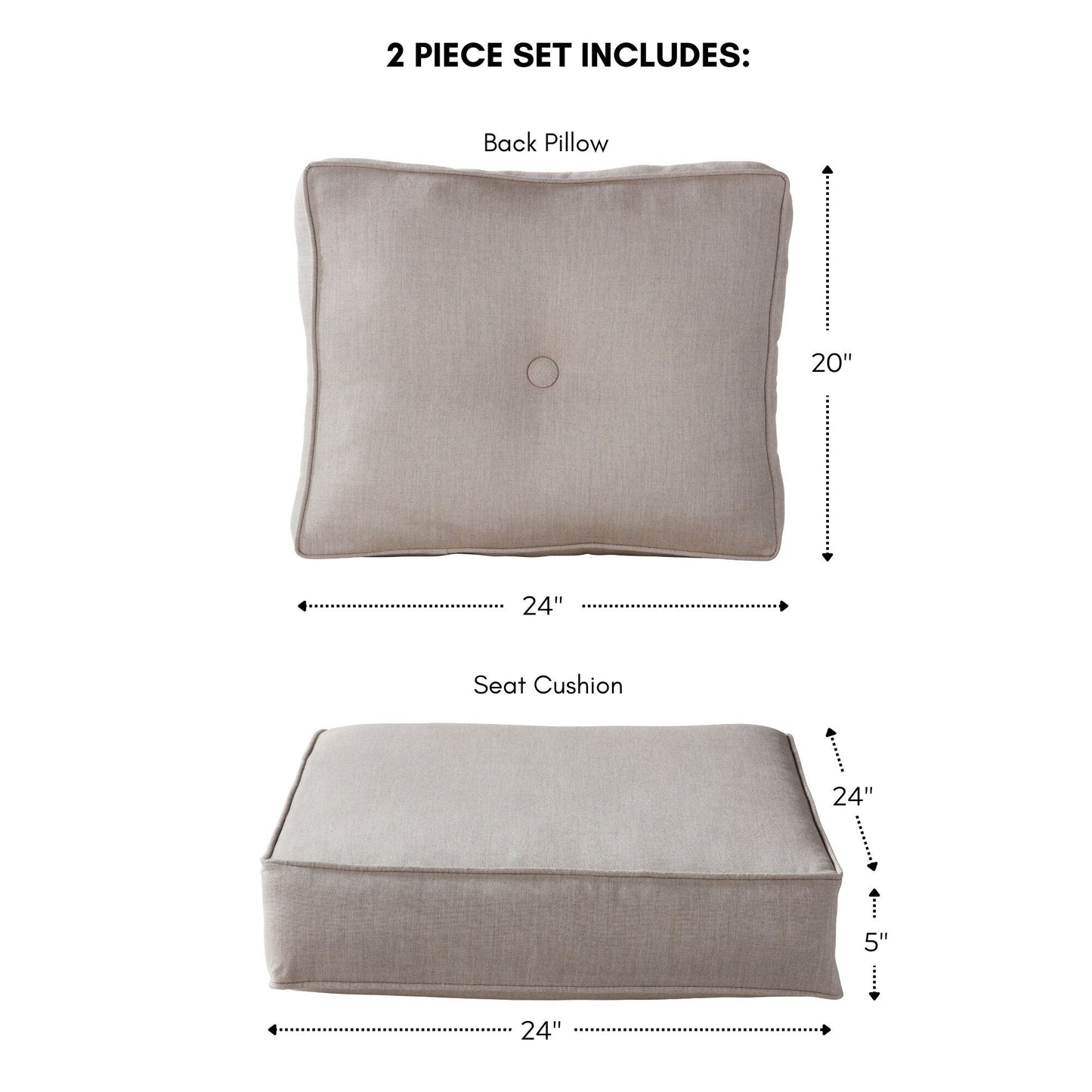 Sunbrella 2-teiliges Premium Deep Seat Outdoor-Kissenset