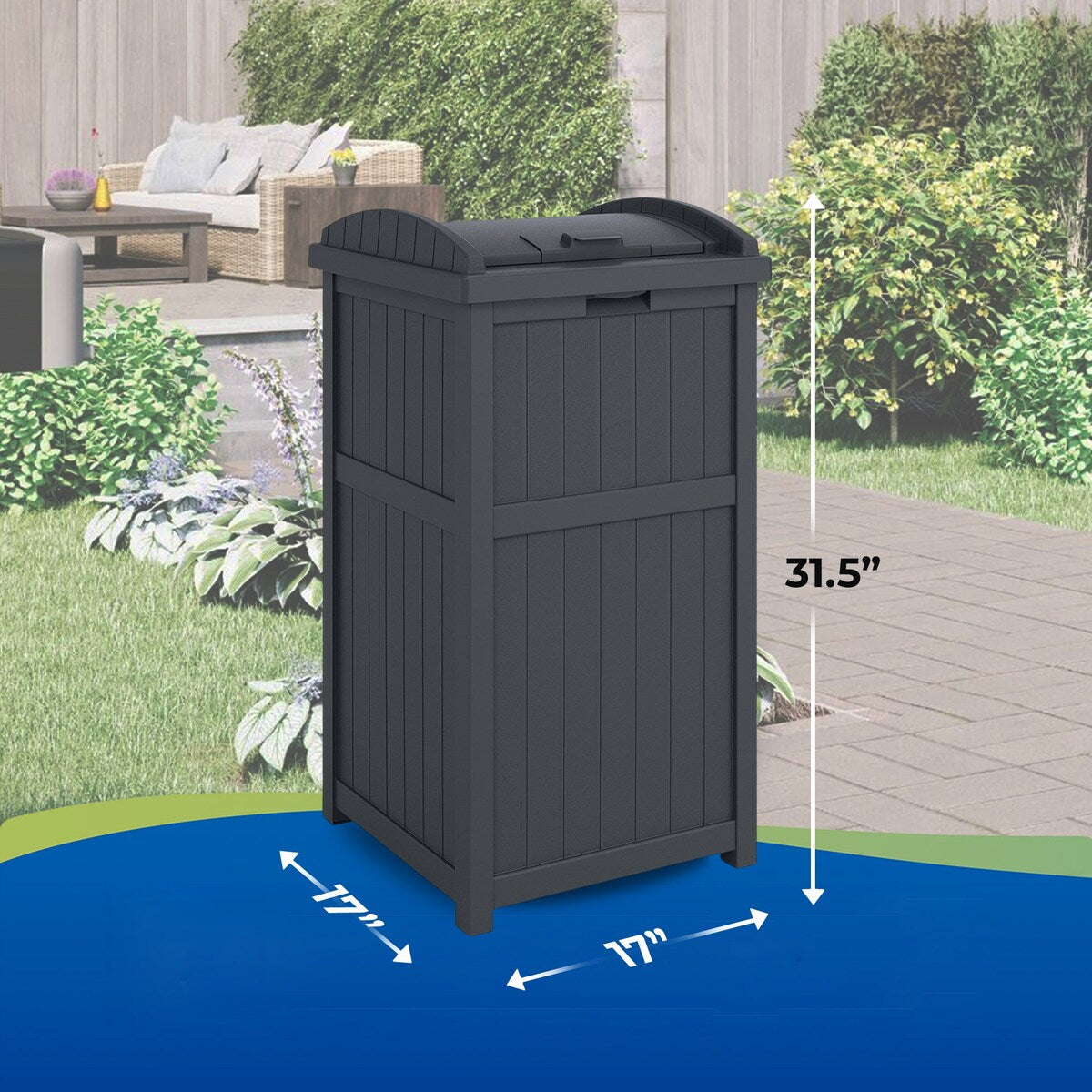 Suncast 30 Gallon Hideaway Mülleimer für den Außenbereich, Cyberspace