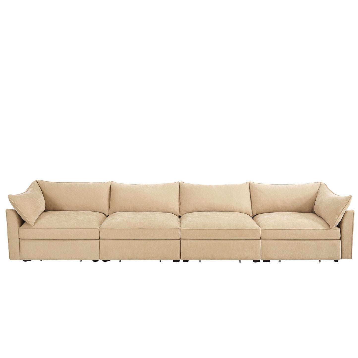 Super Large Wide & Deep Seat 4-Seater Sofa Couch with Storage Pull Out Drawer Under Each Seat