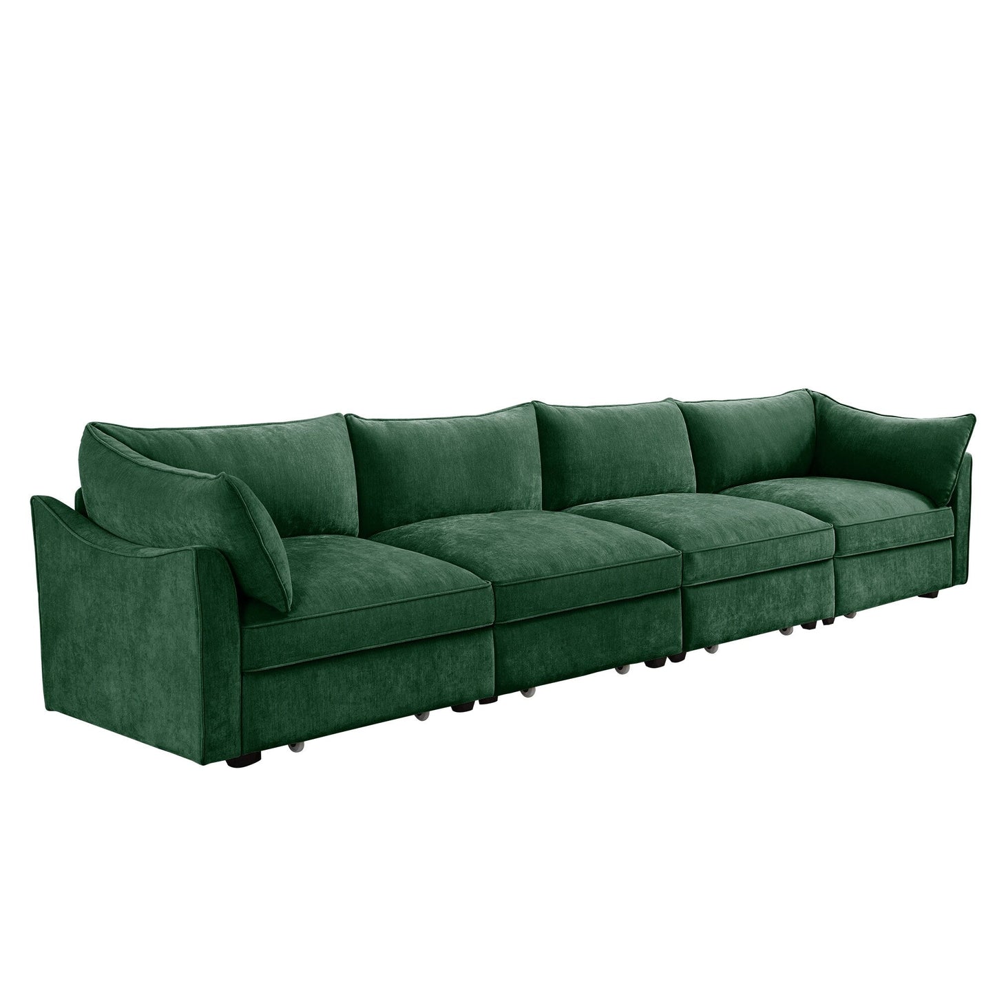 Super Large Wide & Deep Seat 4-Seater Sofa Couch with Storage Pull Out Drawer Under Each Seat