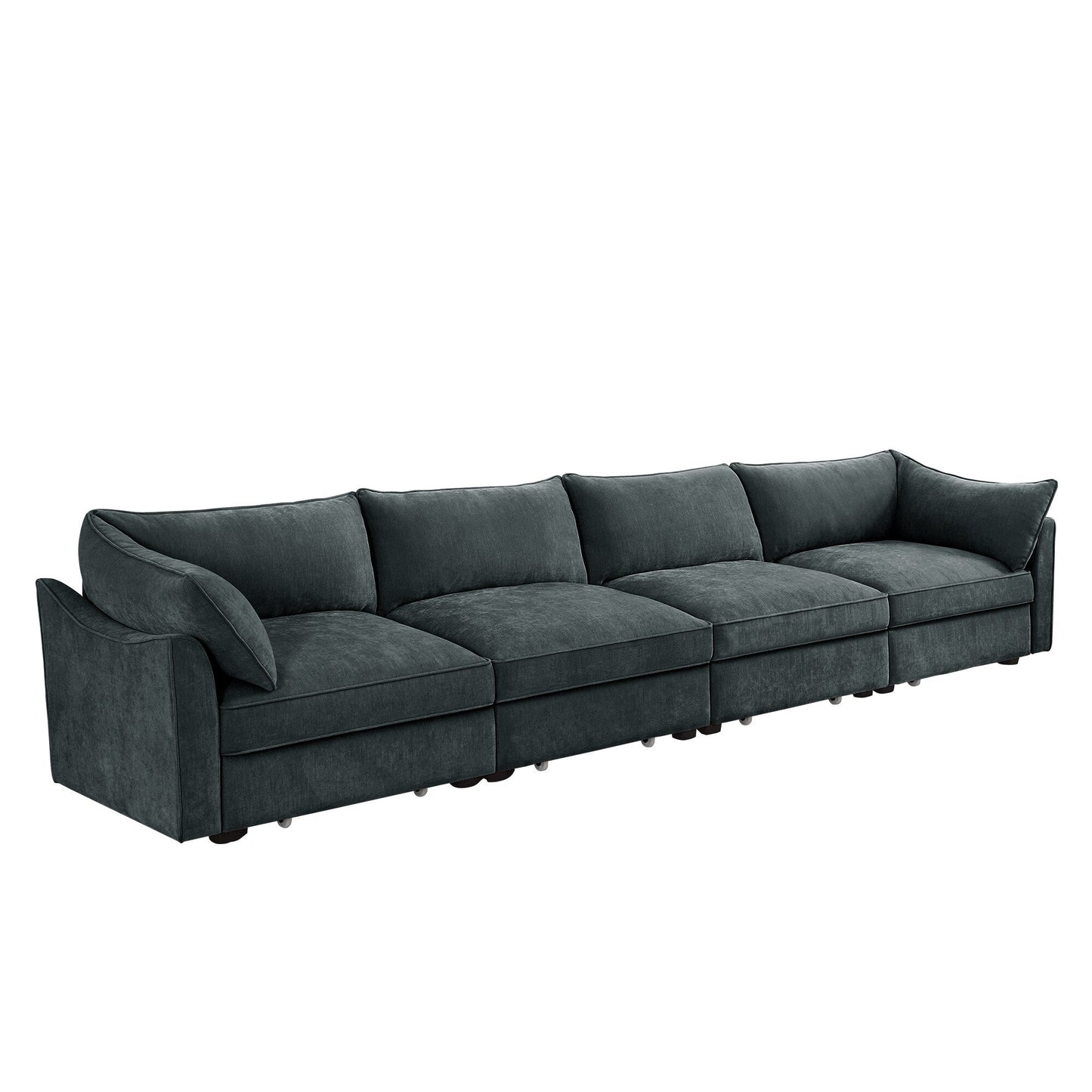 Super Large Wide & Deep Seat 4-Seater Sofa Couch with Storage Pull Out Drawer Under Each Seat