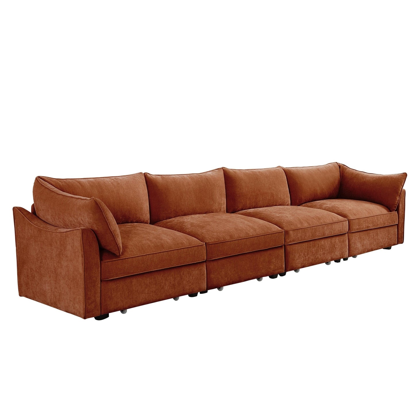 Super Large Wide & Deep Seat 4-Seater Sofa Couch with Storage Pull Out Drawer Under Each Seat