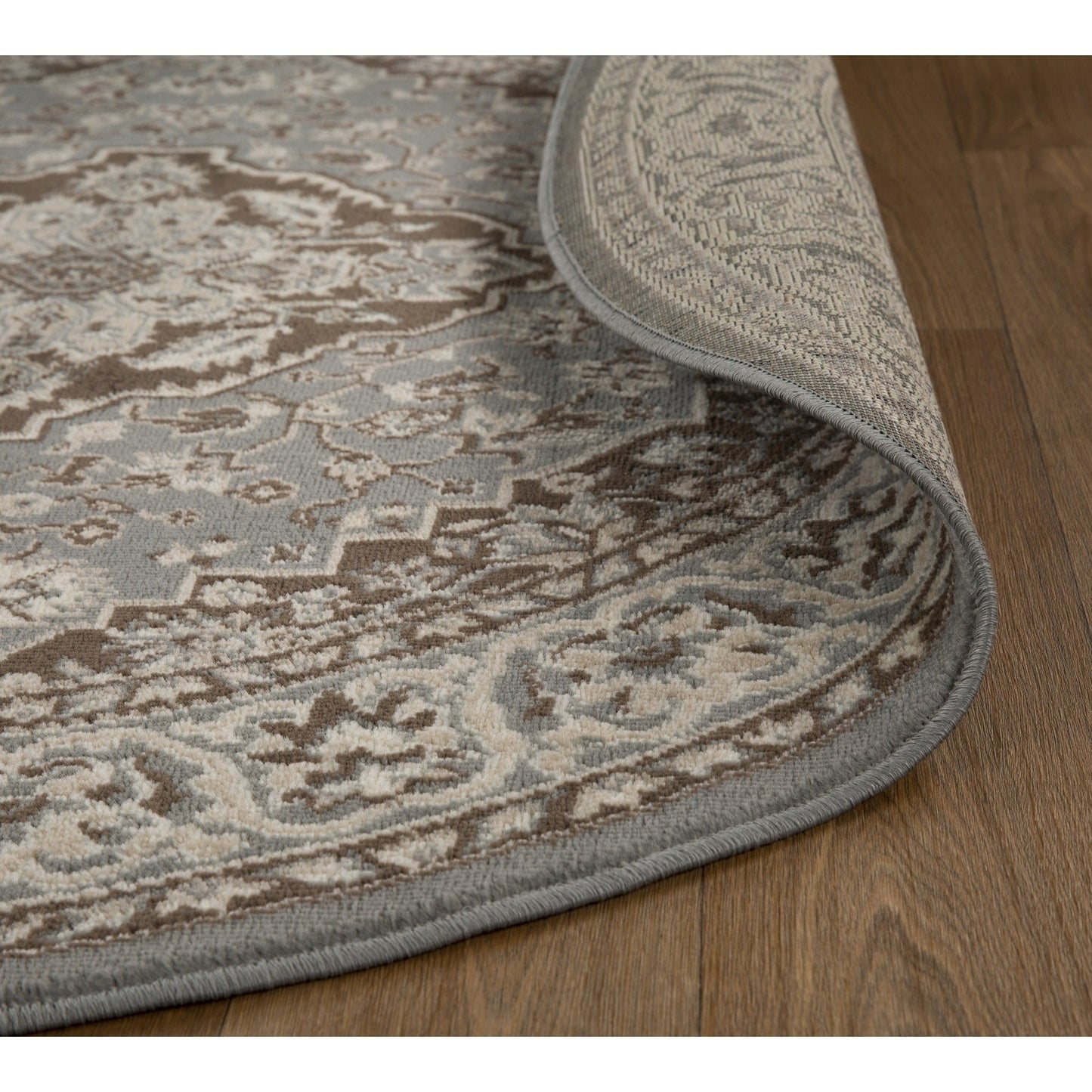 Hochwertiger Teppich Glendale mit Blumenmedaillon für den Innenbereich