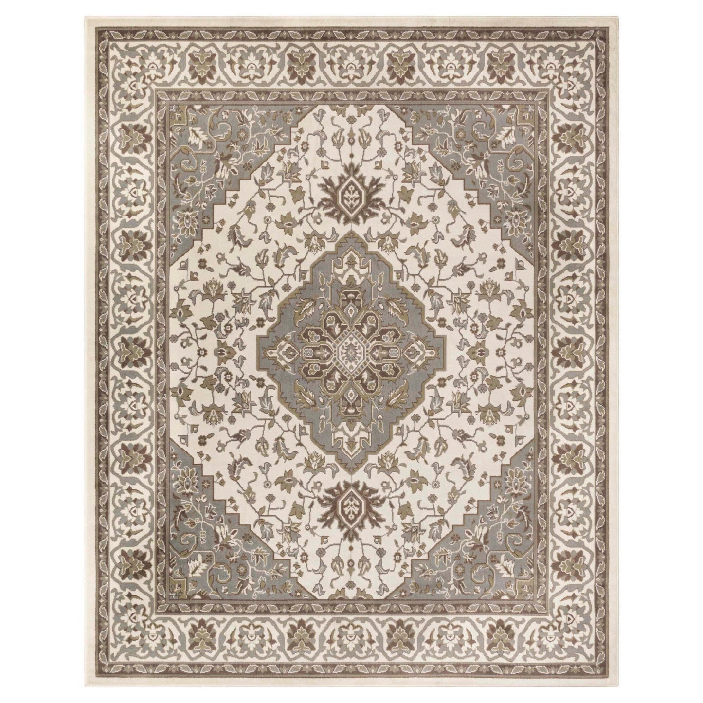 Hochwertiger Teppich Glendale mit Blumenmedaillon für den Innenbereich