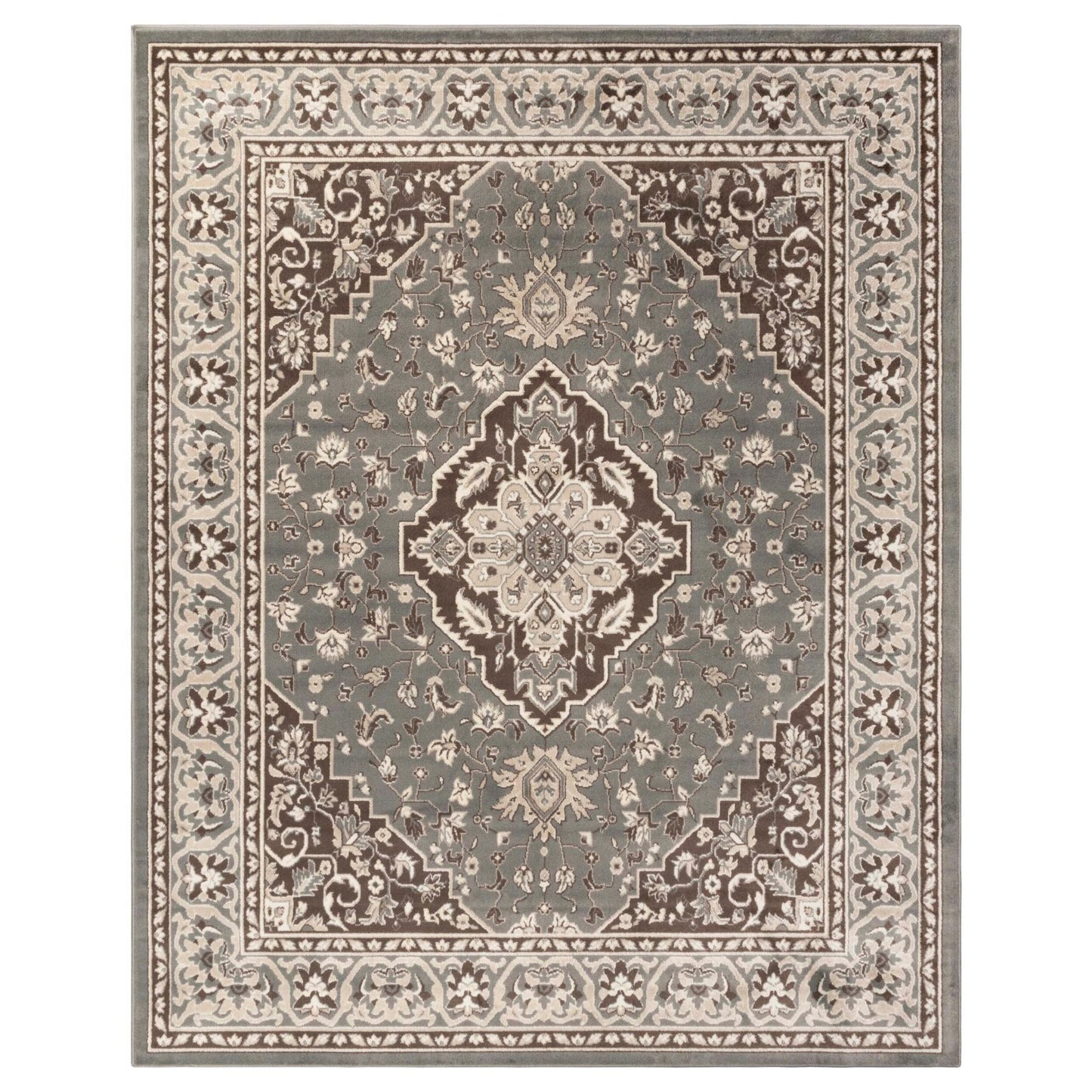 Hochwertiger Teppich Glendale mit Blumenmedaillon für den Innenbereich