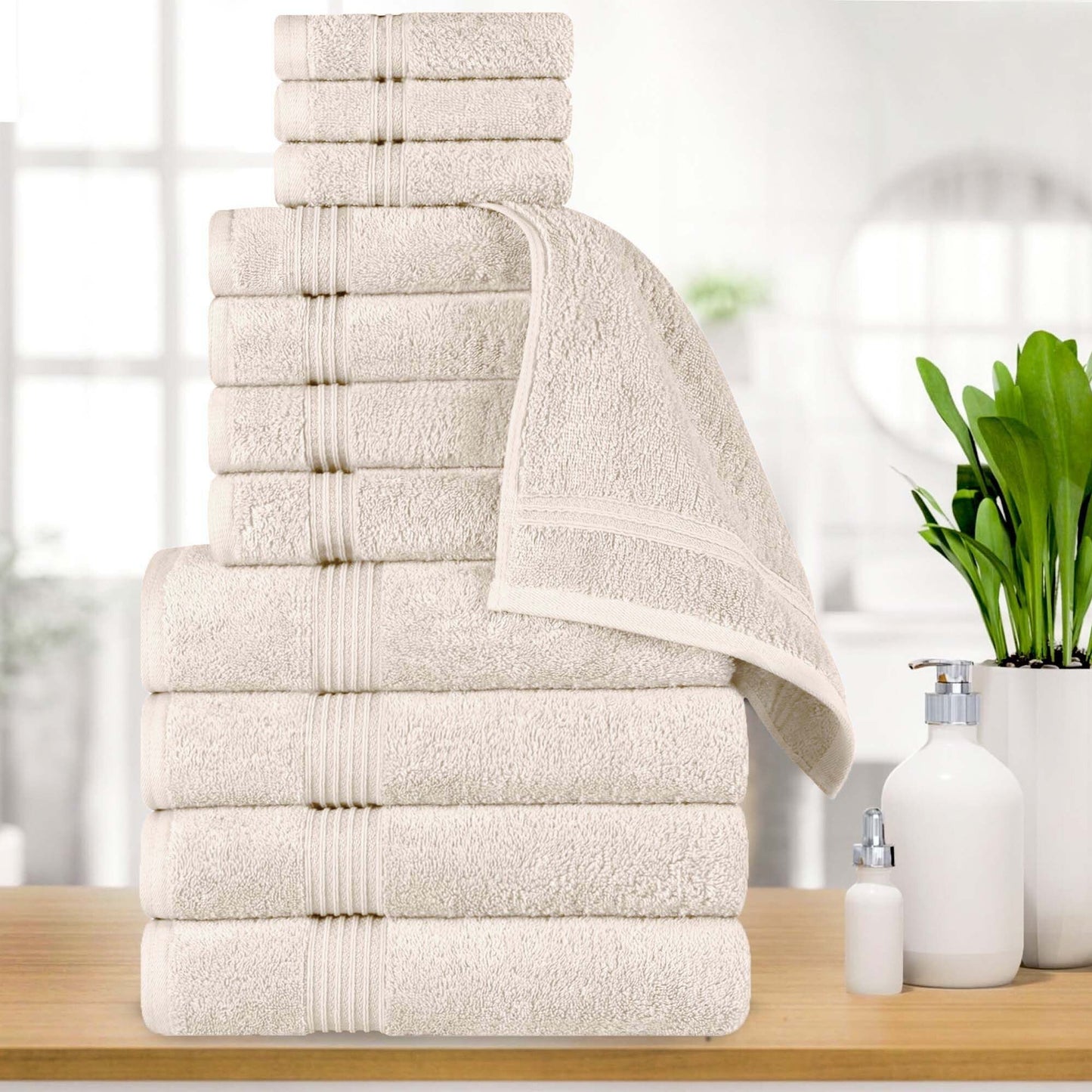 Superior Heritage saugfähiges Handtuchset aus ägyptischer Baumwolle, 12-teilig