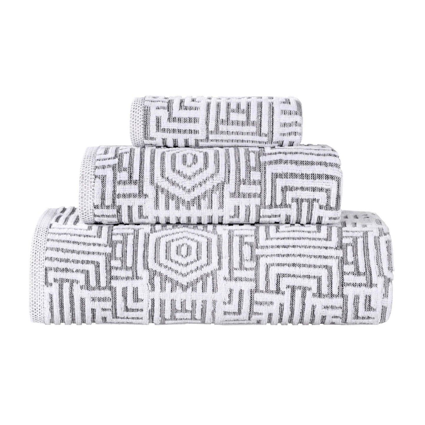 Superior Jasper Cotton Modern Jacquard Soft 3-teiliges Badezimmerhandtuch-Set