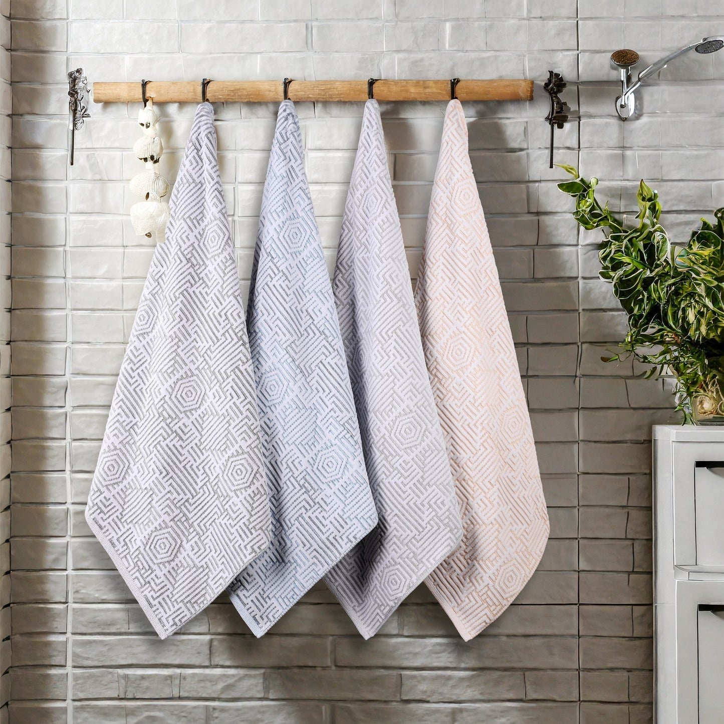 Superior Jasper Cotton Modern Jacquard Soft 3-teiliges Badezimmerhandtuch-Set