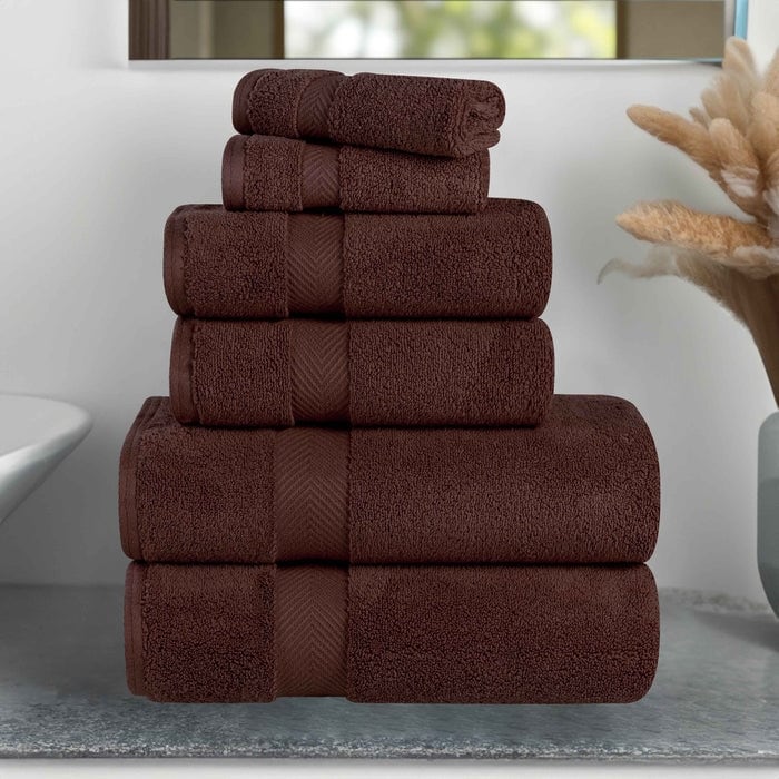 6-teiliges Handtuchset aus äußerst weicher und saugfähiger Zero Twist-Baumwolle