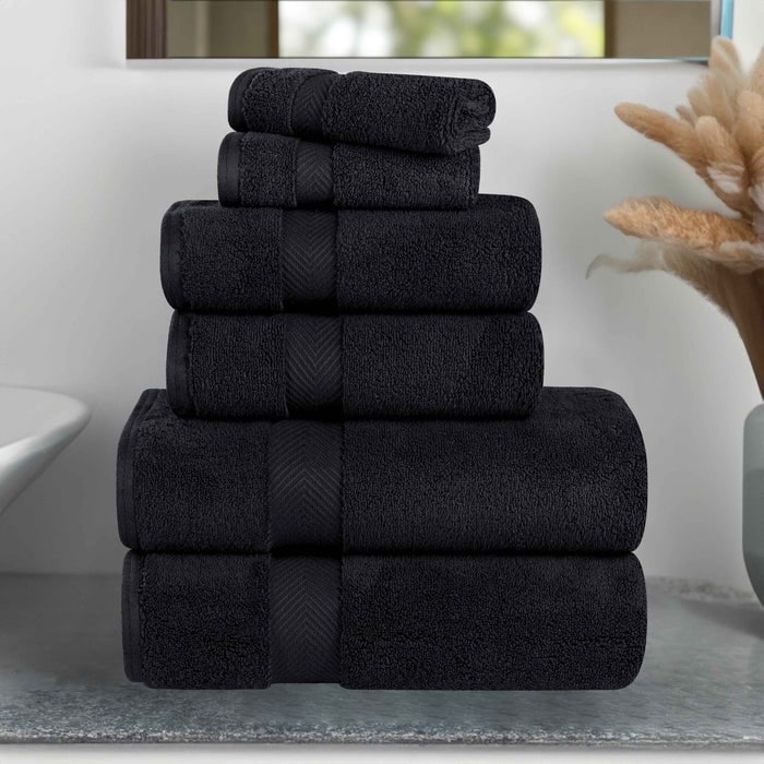 6-teiliges Handtuchset aus äußerst weicher und saugfähiger Zero Twist-Baumwolle