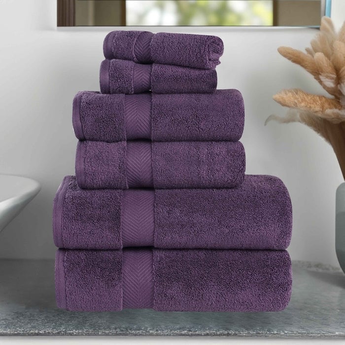 6-teiliges Handtuchset aus äußerst weicher und saugfähiger Zero Twist-Baumwolle