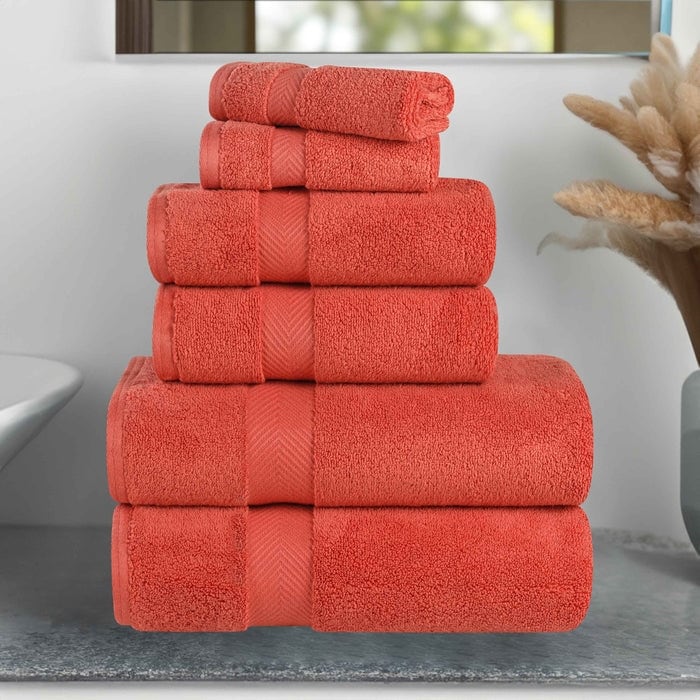 6-teiliges Handtuchset aus äußerst weicher und saugfähiger Zero Twist-Baumwolle