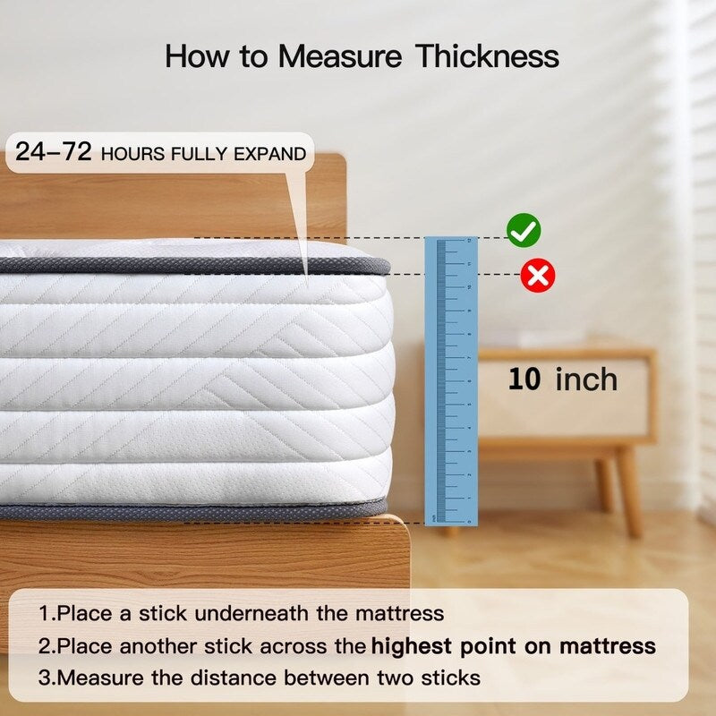 SweDrea 10 Zoll mittelfeste, mit Gel angereicherte Memory Foam-Hybridmatratze, kühlend und atmungsaktiv, mit CertiPUR-US, SGS und OEKO-TEX