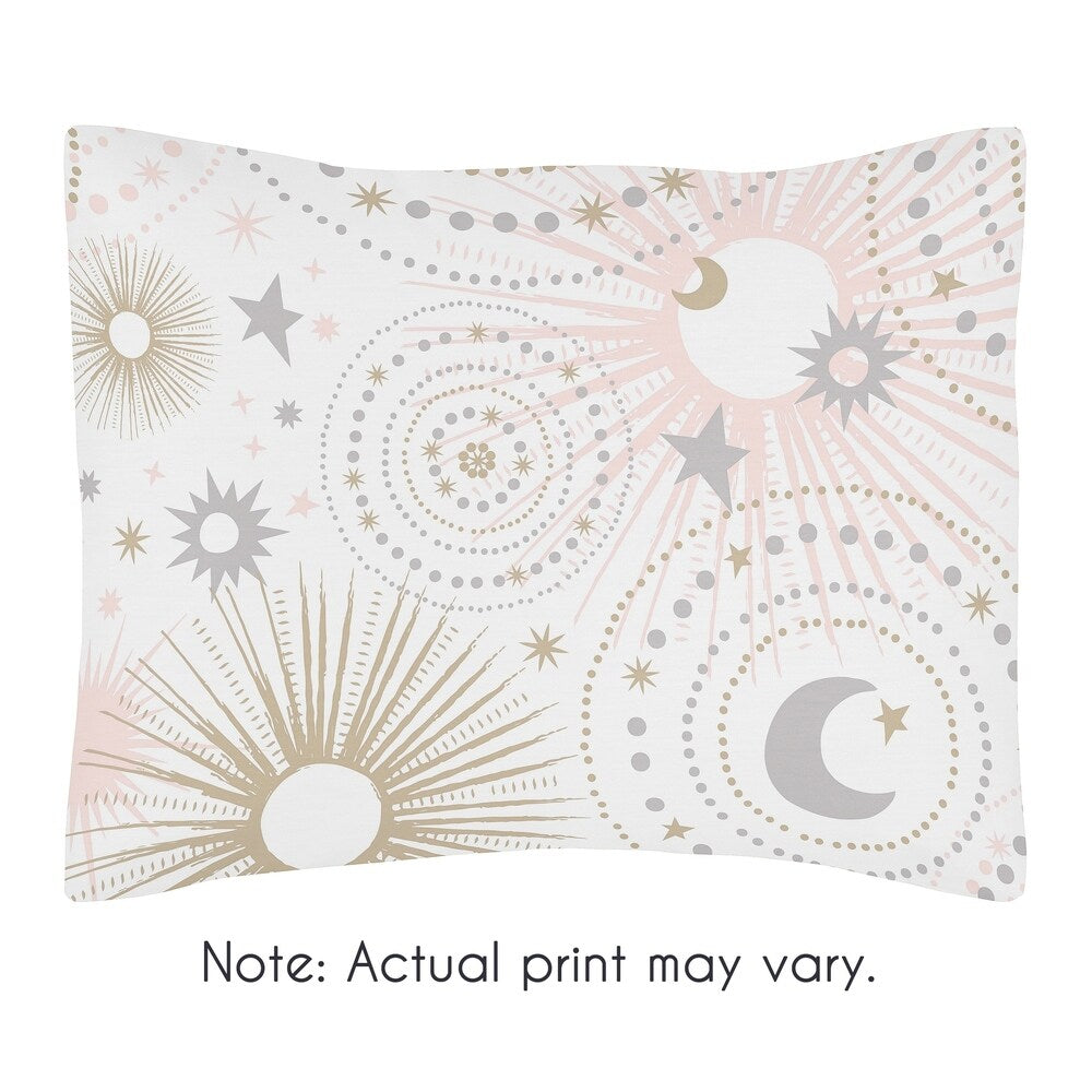 Sweet Jojo Designs – 5-teiliges Bettdeckenset in Kleinkindgröße mit Stern und Mond, Celestial Collection, für Mädchen in Blush Pink, Gold und Grau