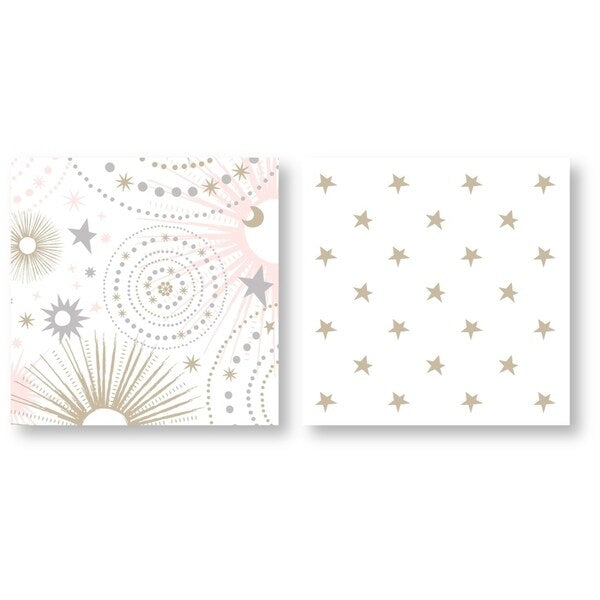 Sweet Jojo Designs – 5-teiliges Bettdeckenset in Kleinkindgröße mit Stern und Mond, Celestial Collection, für Mädchen in Blush Pink, Gold und Grau