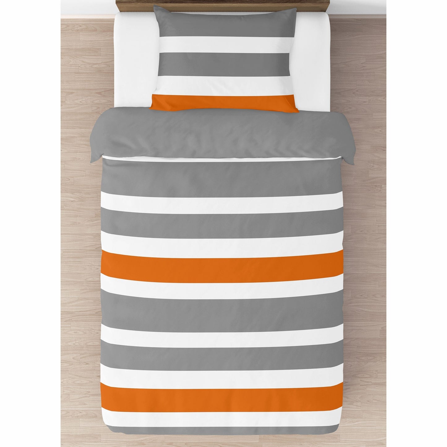 Sweet Jojo Designs 2-teiliges Twin-Bettdeckenset mit orange-grauen Streifen