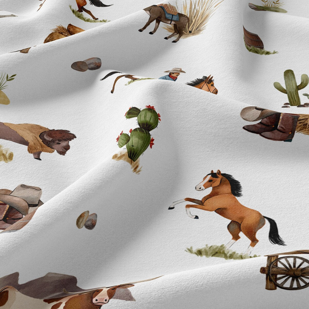 Sweet Jojo Designs Western Cowboy Boy 4-teiliges Queen-Bettwäsche-Set Wilder Westen Südstaaten-Charme Land Süden Pferd Stecher Kuh Bauernhof Tier