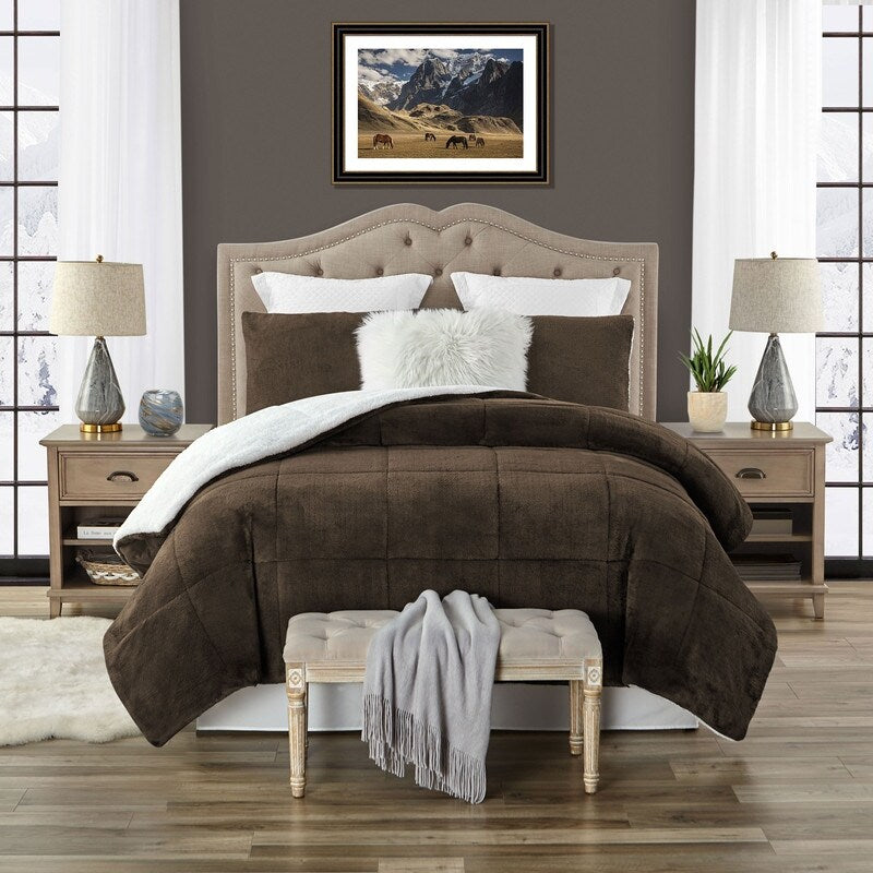 Swift Home Luxuriöses, wendbares Hochflor-Bettdeckenset aus Plüsch und Sherpa