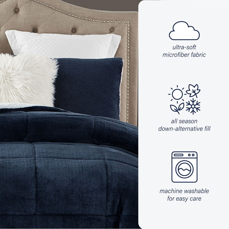 Swift Home Luxuriöses, wendbares Hochflor-Bettdeckenset aus Plüsch und Sherpa