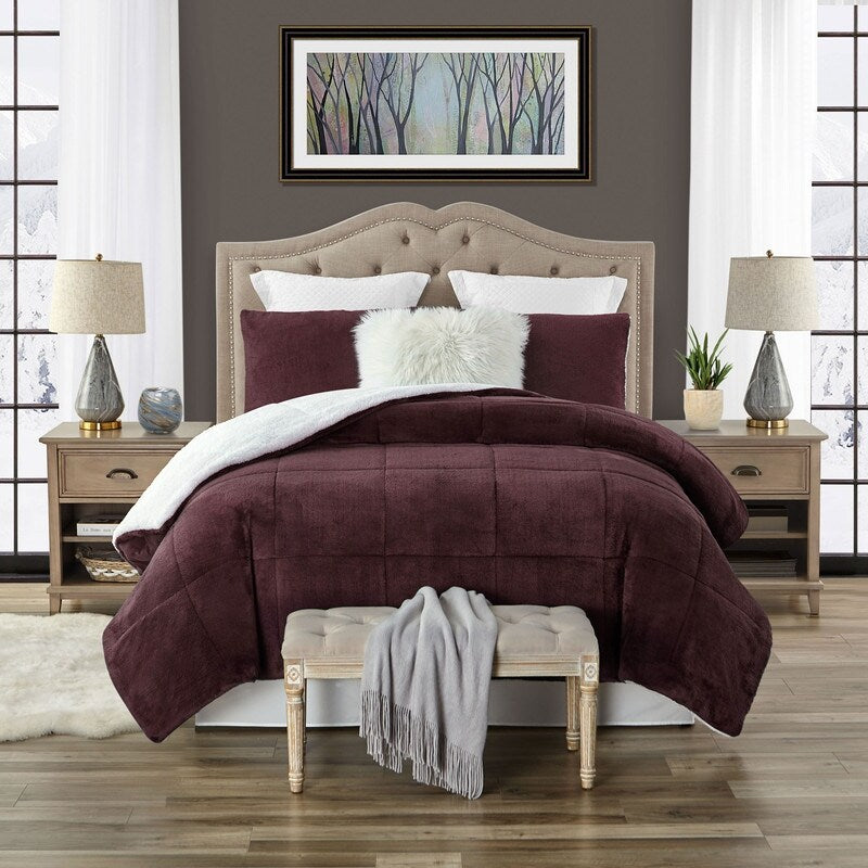 Swift Home Luxuriöses, wendbares Hochflor-Bettdeckenset aus Plüsch und Sherpa