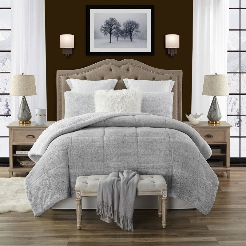 Swift Home Luxuriöses, wendbares Hochflor-Bettdeckenset aus Plüsch und Sherpa