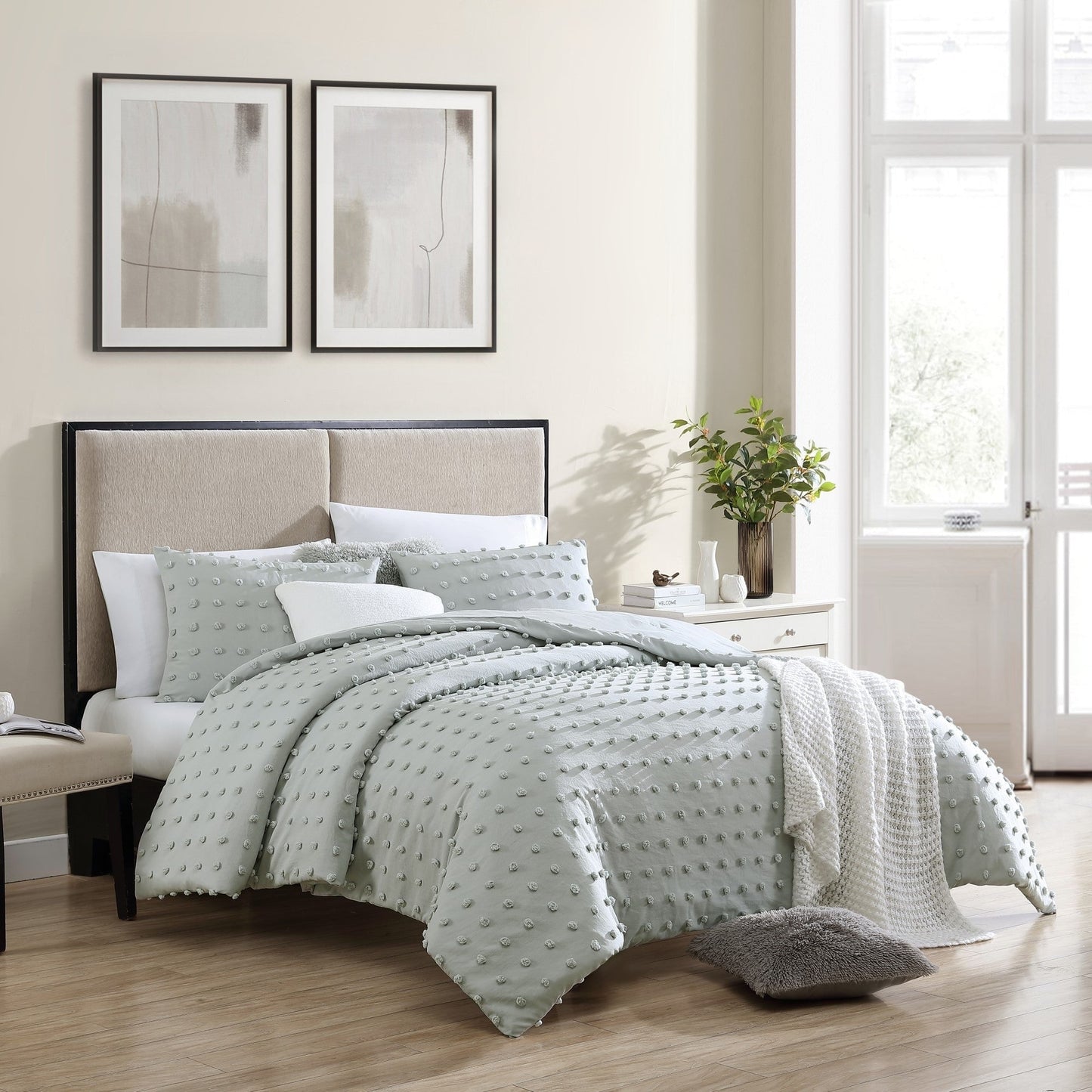 Swift Home Ultraweiches 3-teiliges Mikrofaser-Bettwäscheset mit Pom Pom