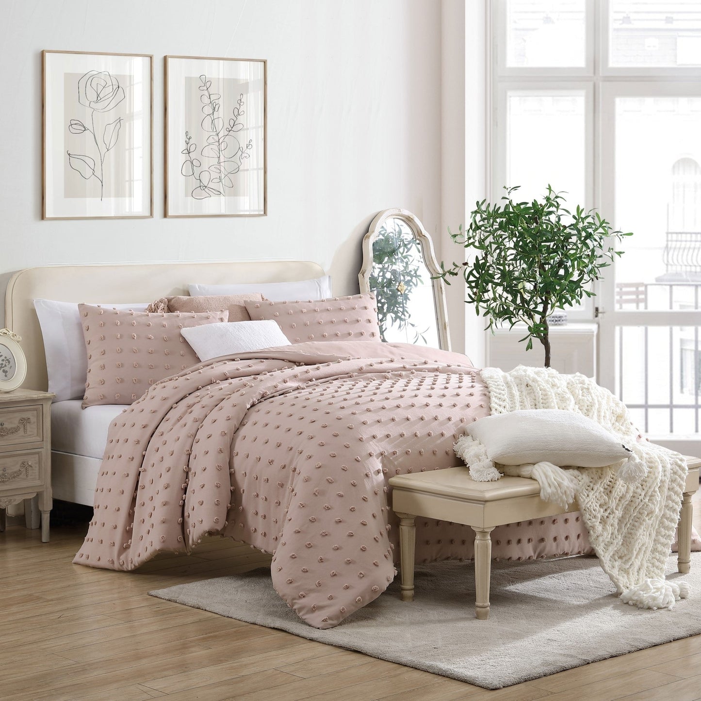 Swift Home Ultraweiches 3-teiliges Mikrofaser-Bettwäscheset mit Pom Pom