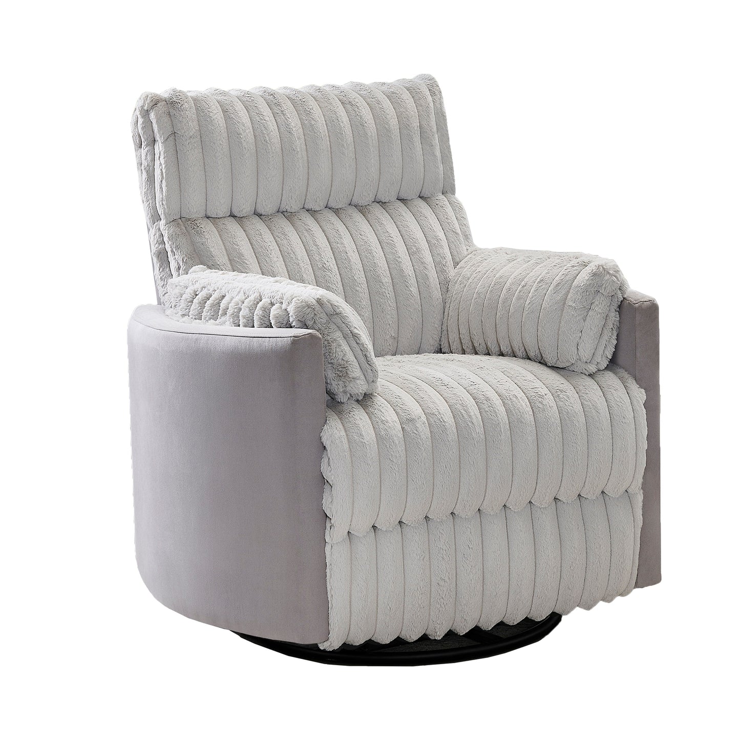 Swivel Recliner Chair with 360° Rotation and Manual Recline - Wide Plush Seat, Pillow-Top Arms, Pocket/Sinuous Springs
