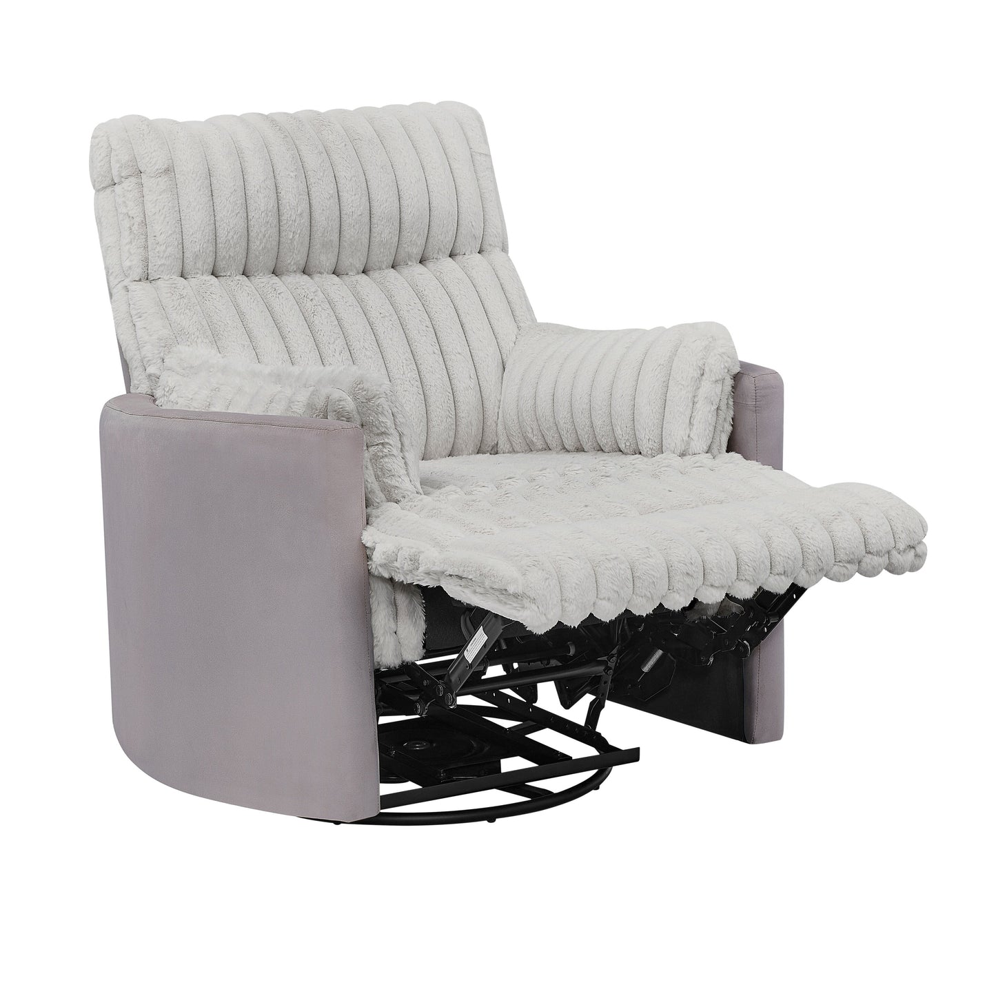 Swivel Recliner Chair with 360° Rotation and Manual Recline - Wide Plush Seat, Pillow-Top Arms, Pocket/Sinuous Springs