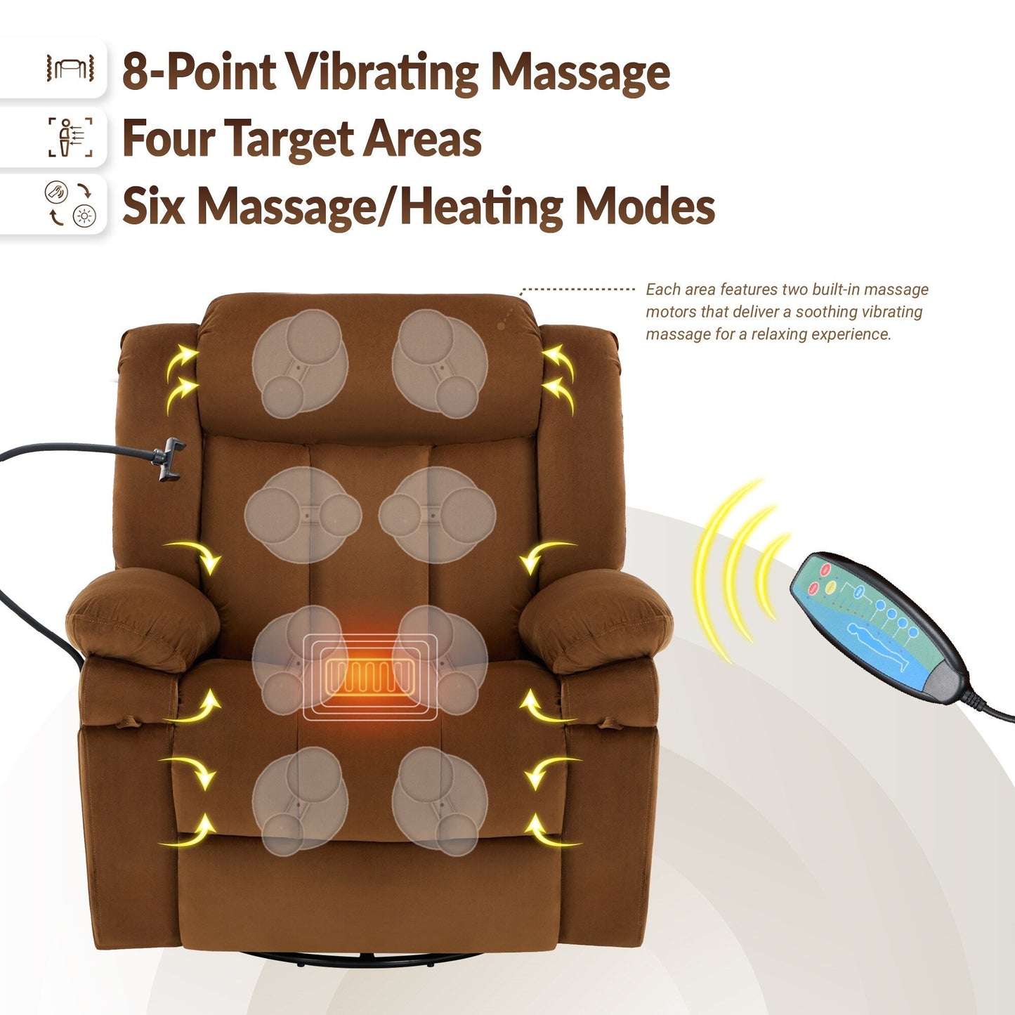 Swivel Rocking Recliner with Massage, Heating, and Phone Stand â?Ideal for Living Room, Office, Bedroom