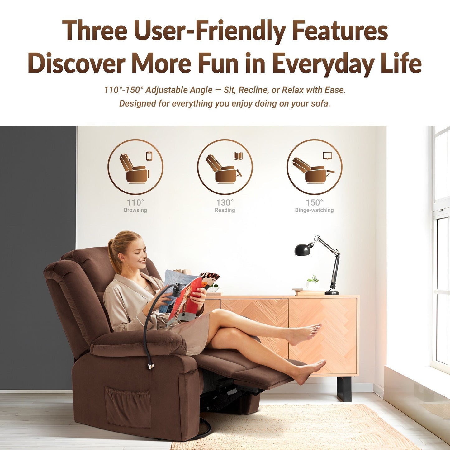 Swivel Rocking Recliner with Massage, Heating, and Phone Stand â?Ideal for Living Room, Office, Bedroom