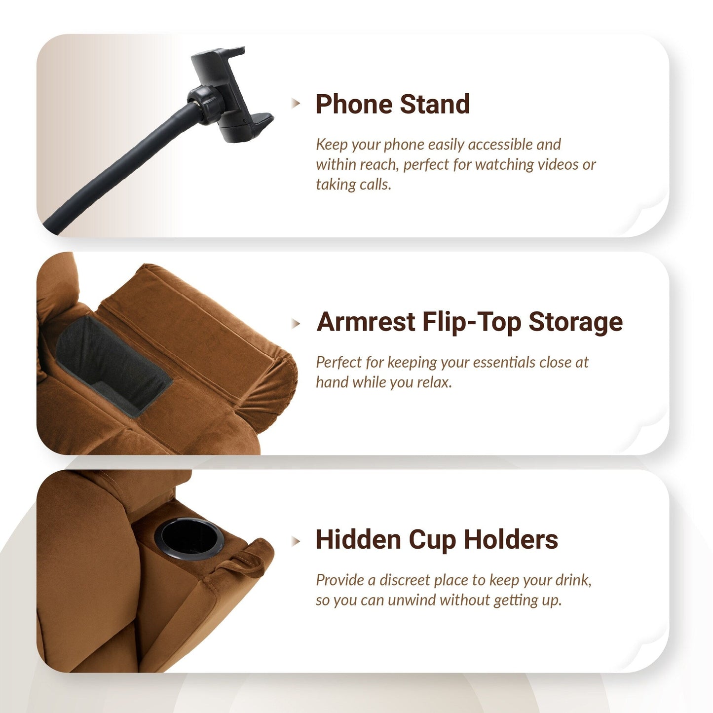 Swivel Rocking Recliner with Massage, Heating, and Phone Stand â?Ideal for Living Room, Office, Bedroom
