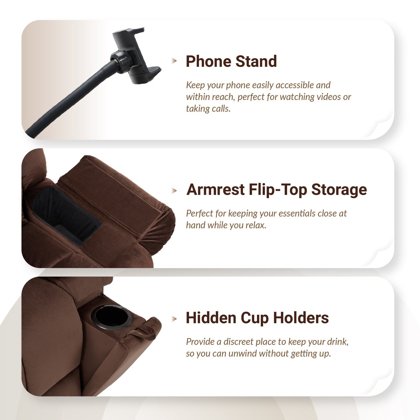Swivel Rocking Recliner with Massage, Heating, and Phone Stand â?Ideal for Living Room, Office, Bedroom