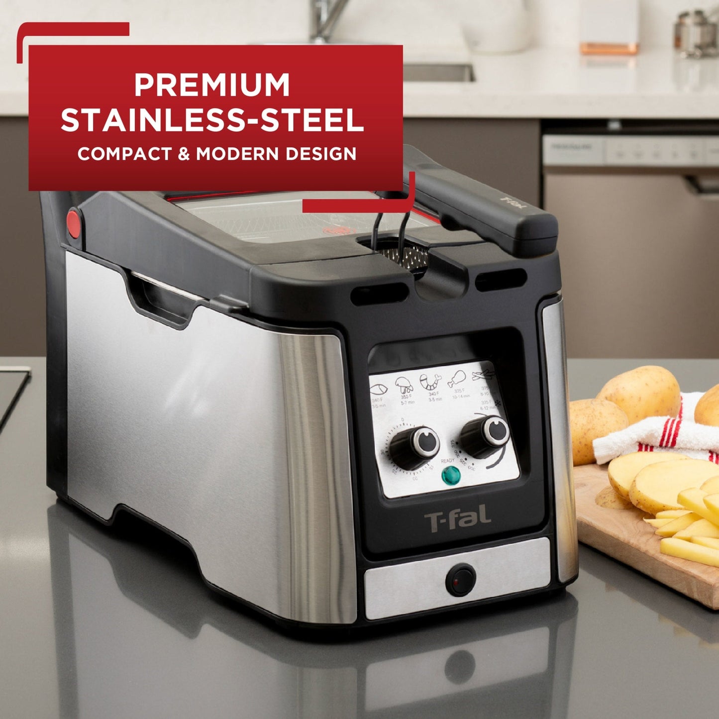 T-fal Advanced geruchslose Fritteuse mit Tauchelement, 3,5 l Ölkapazität – 3,5 Liter