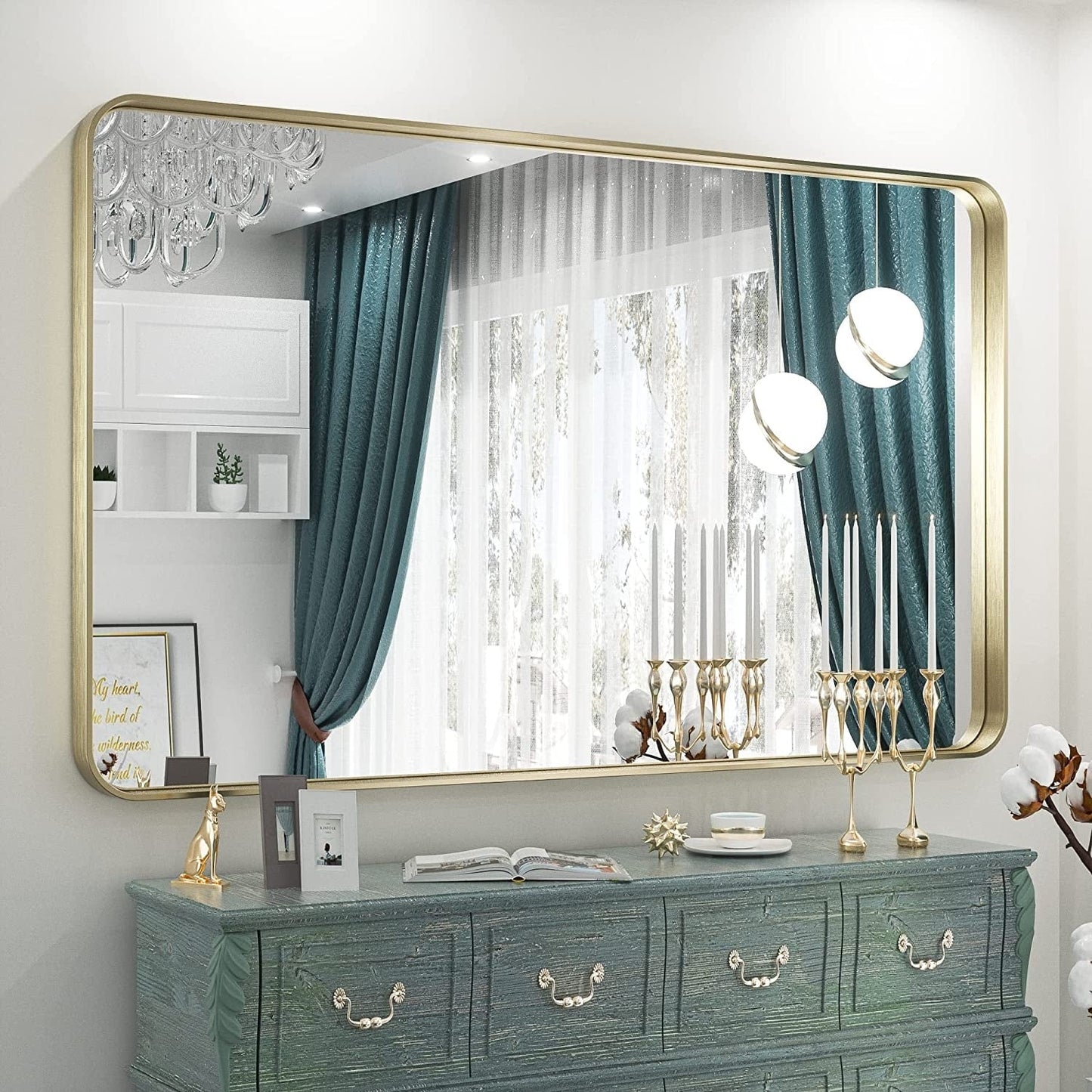 TETOTE Moderner Badezimmer-Kosmetikspiegel mit Metallrahmen zur Wandmontage