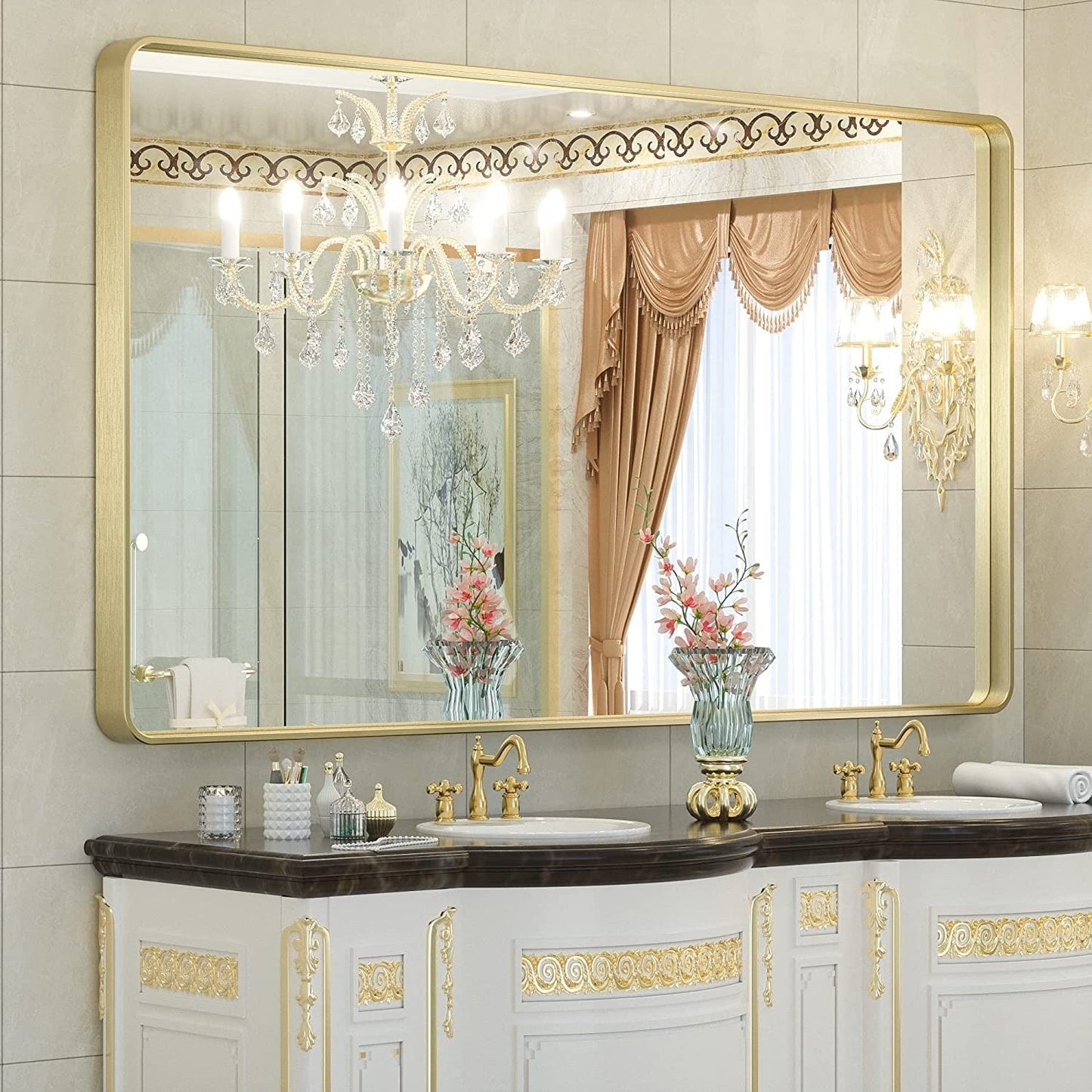 TETOTE Moderner Badezimmer-Kosmetikspiegel mit Metallrahmen zur Wandmontage