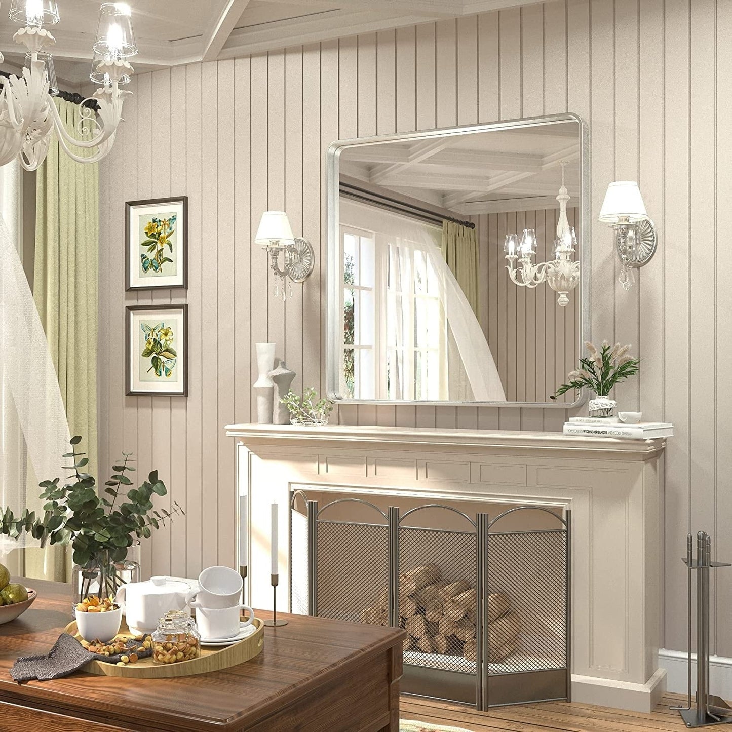 TETOTE Moderner Badezimmer-Kosmetikspiegel mit Metallrahmen zur Wandmontage