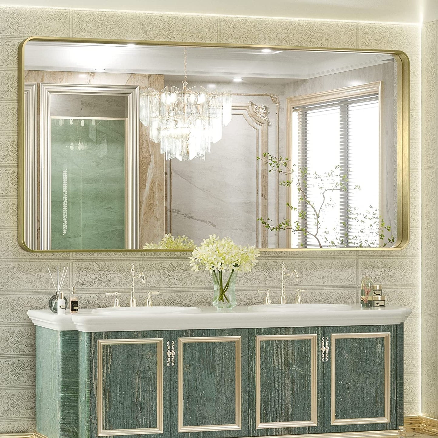 TETOTE Moderner Badezimmer-Kosmetikspiegel mit Metallrahmen zur Wandmontage