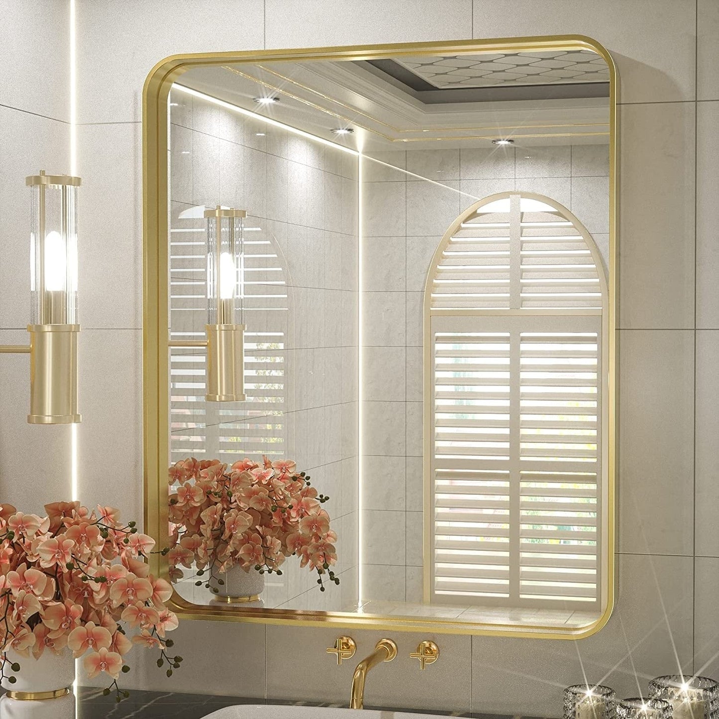 TETOTE Moderner Badezimmer-Kosmetikspiegel mit Metallrahmen zur Wandmontage