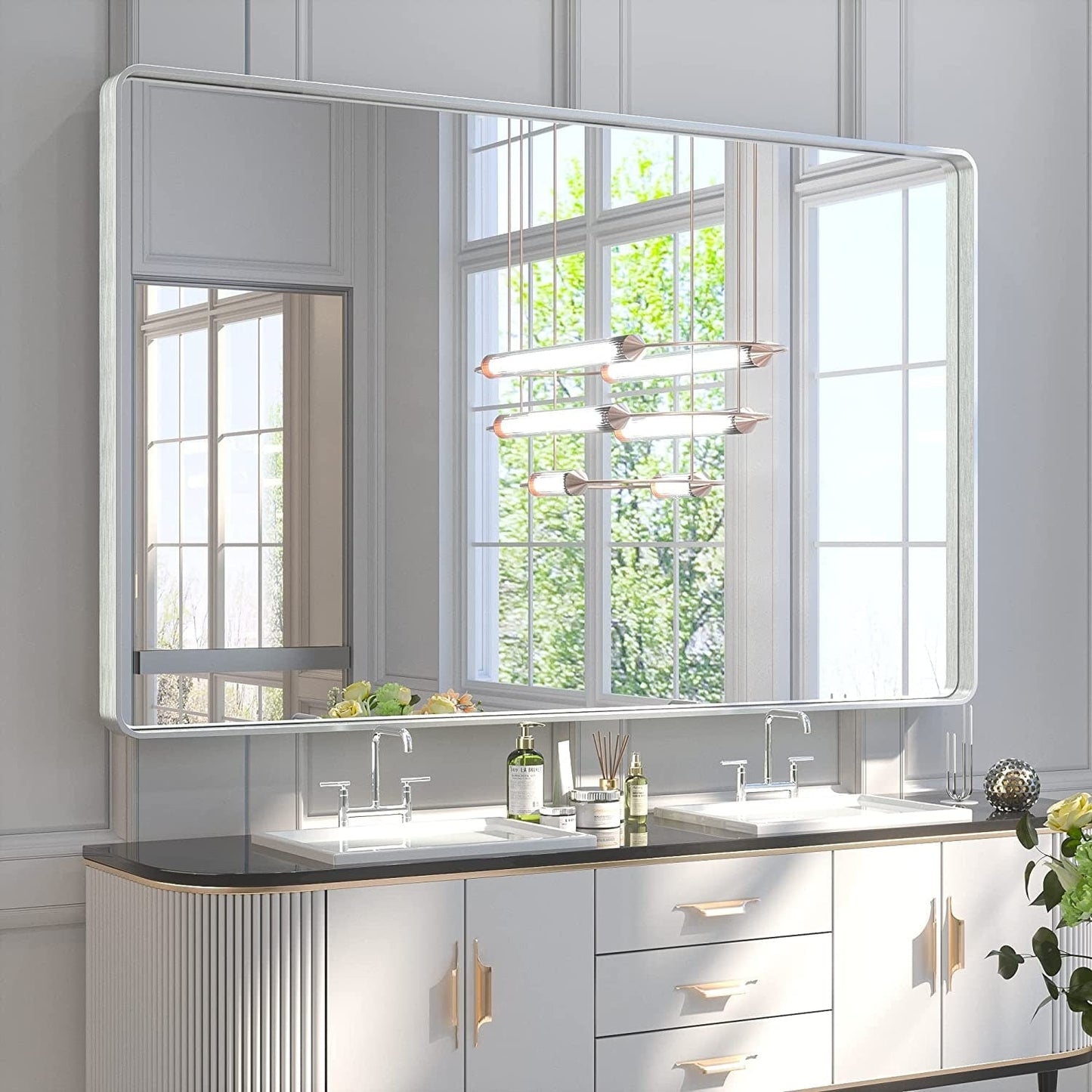 TETOTE Moderner Badezimmer-Kosmetikspiegel mit Metallrahmen zur Wandmontage