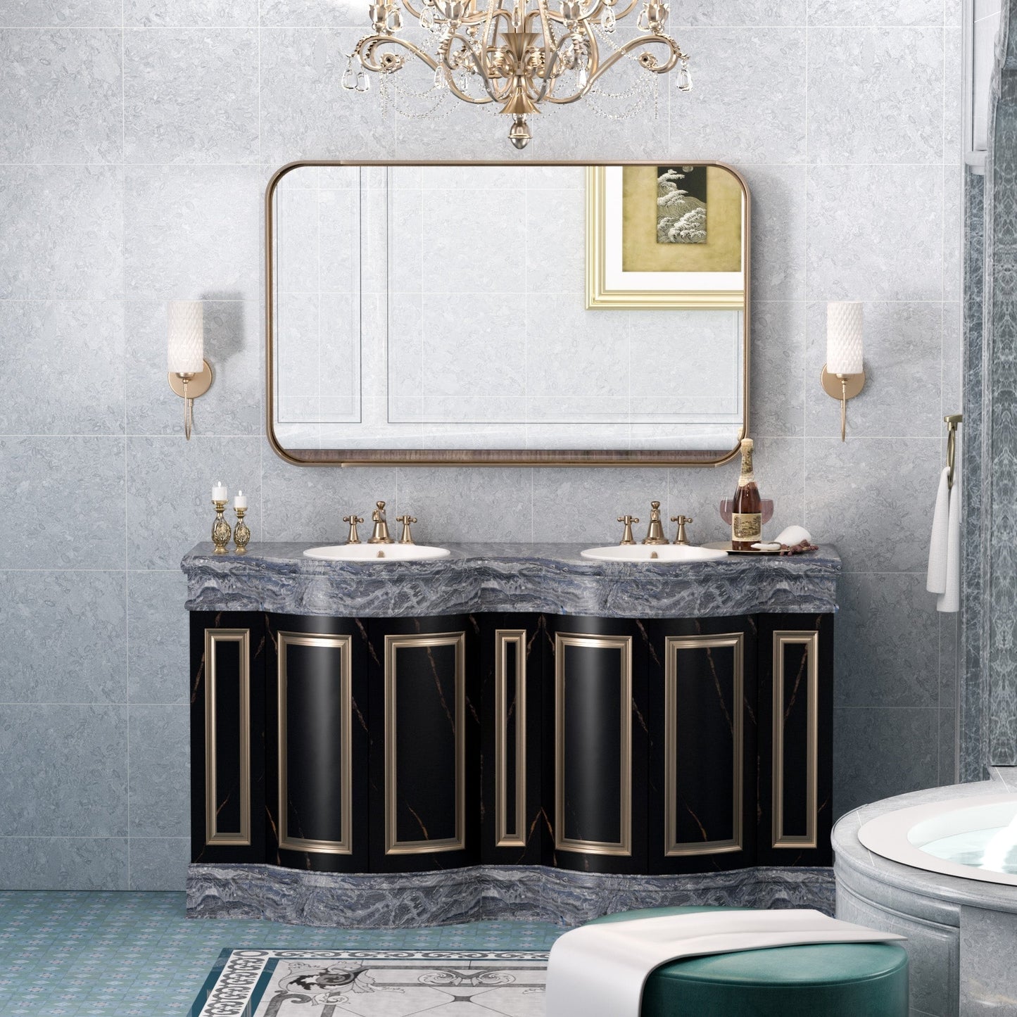 TETOTE Moderner Badezimmer-Kosmetikspiegel mit Metallrahmen zur Wandmontage