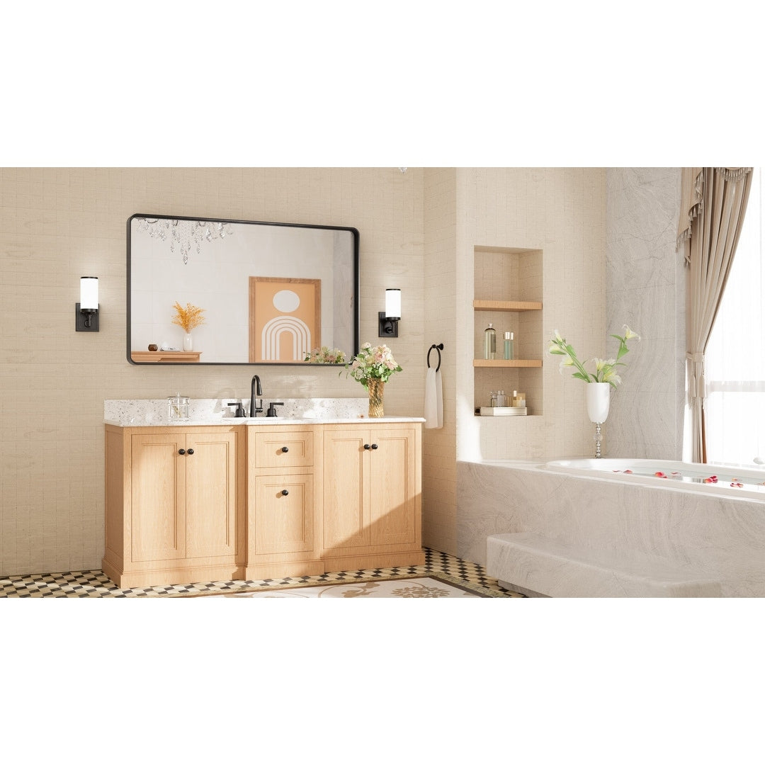 TETOTE Moderner Badezimmer-Kosmetikspiegel mit Metallrahmen zur Wandmontage