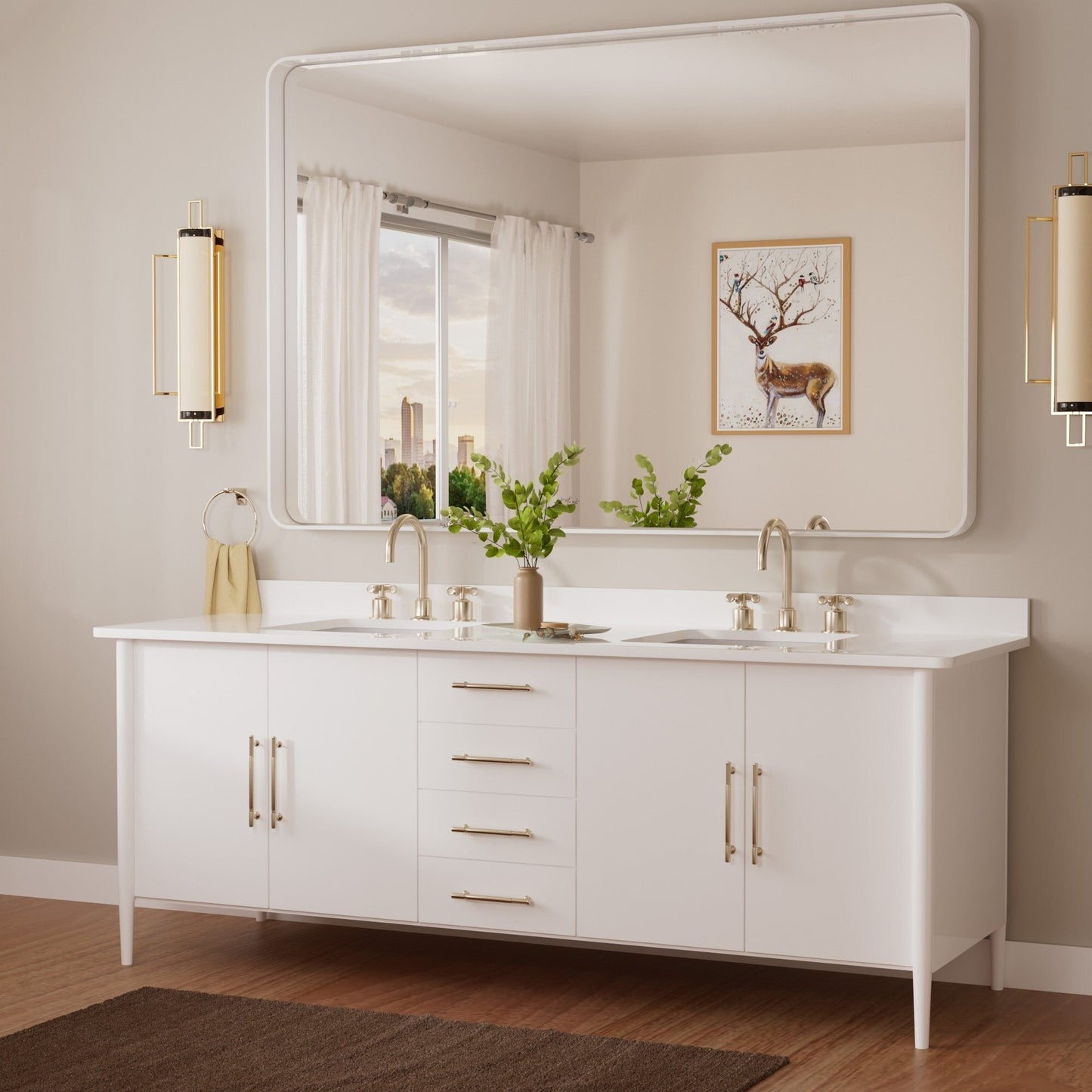 TETOTE Moderner Badezimmer-Kosmetikspiegel mit Metallrahmen zur Wandmontage