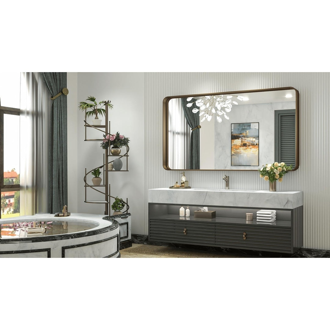 TETOTE Moderner Badezimmer-Kosmetikspiegel mit Metallrahmen zur Wandmontage