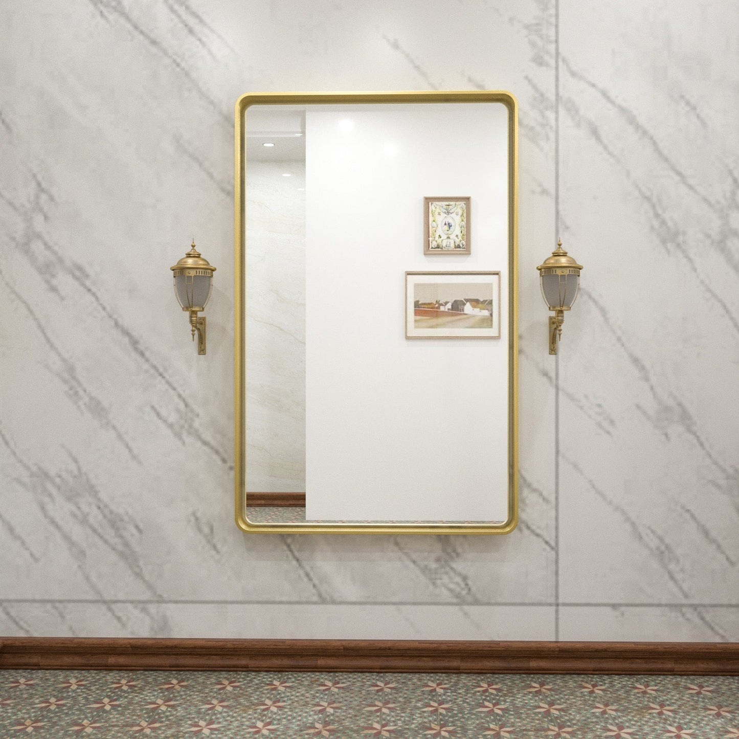 TETOTE Moderner Badezimmer-Kosmetikspiegel mit Metallrahmen zur Wandmontage