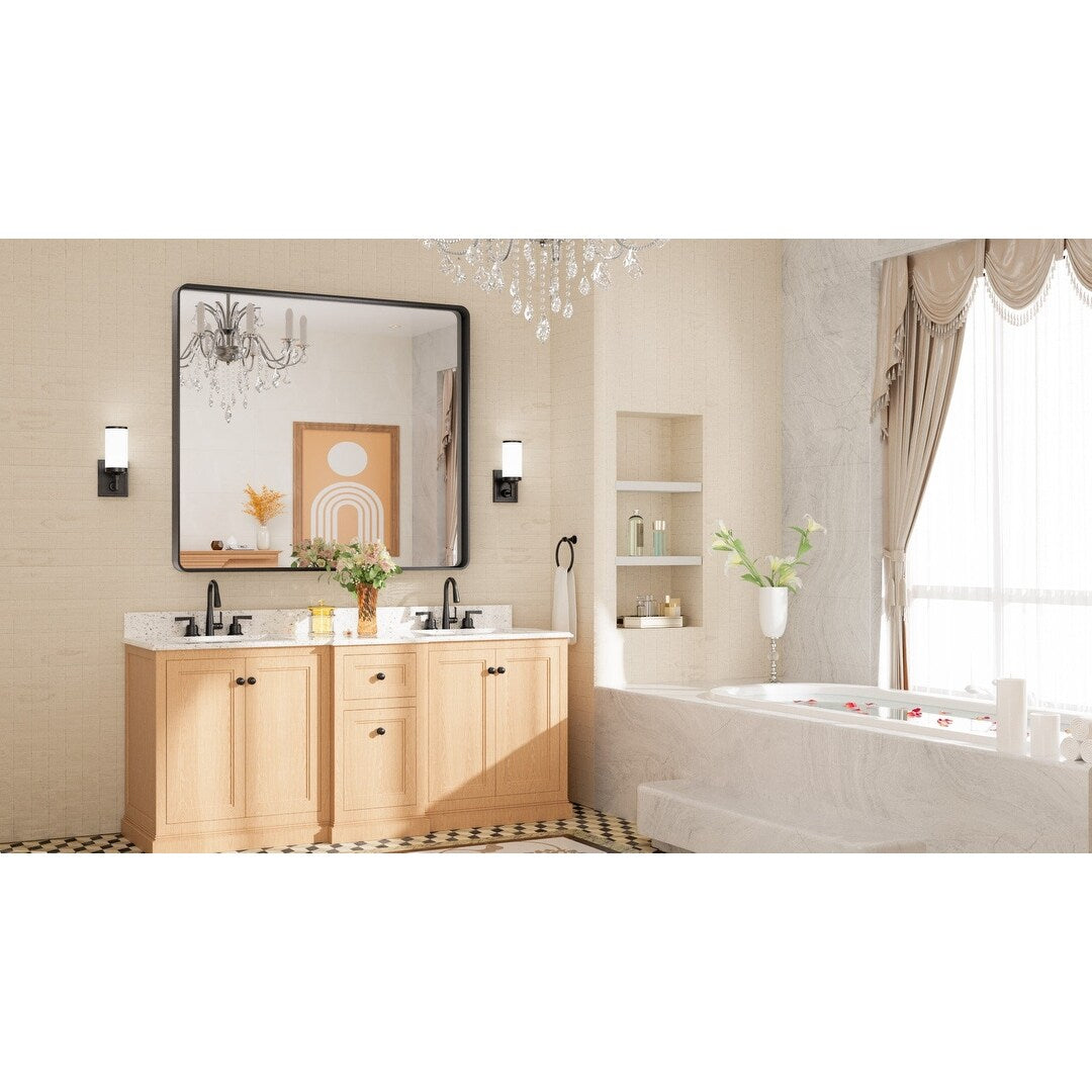 TETOTE Moderner Badezimmer-Kosmetikspiegel mit Metallrahmen zur Wandmontage