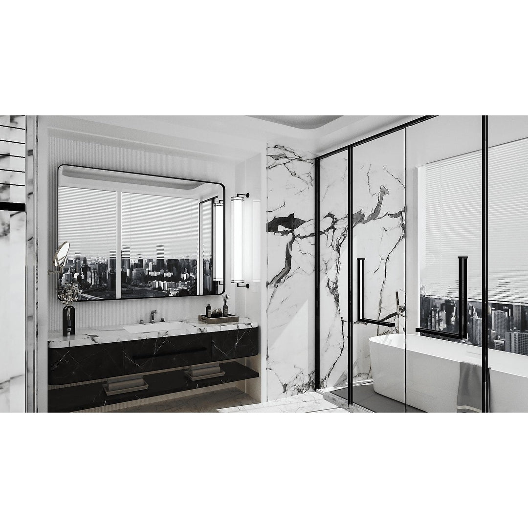 TETOTE Moderner Badezimmer-Kosmetikspiegel mit Metallrahmen zur Wandmontage