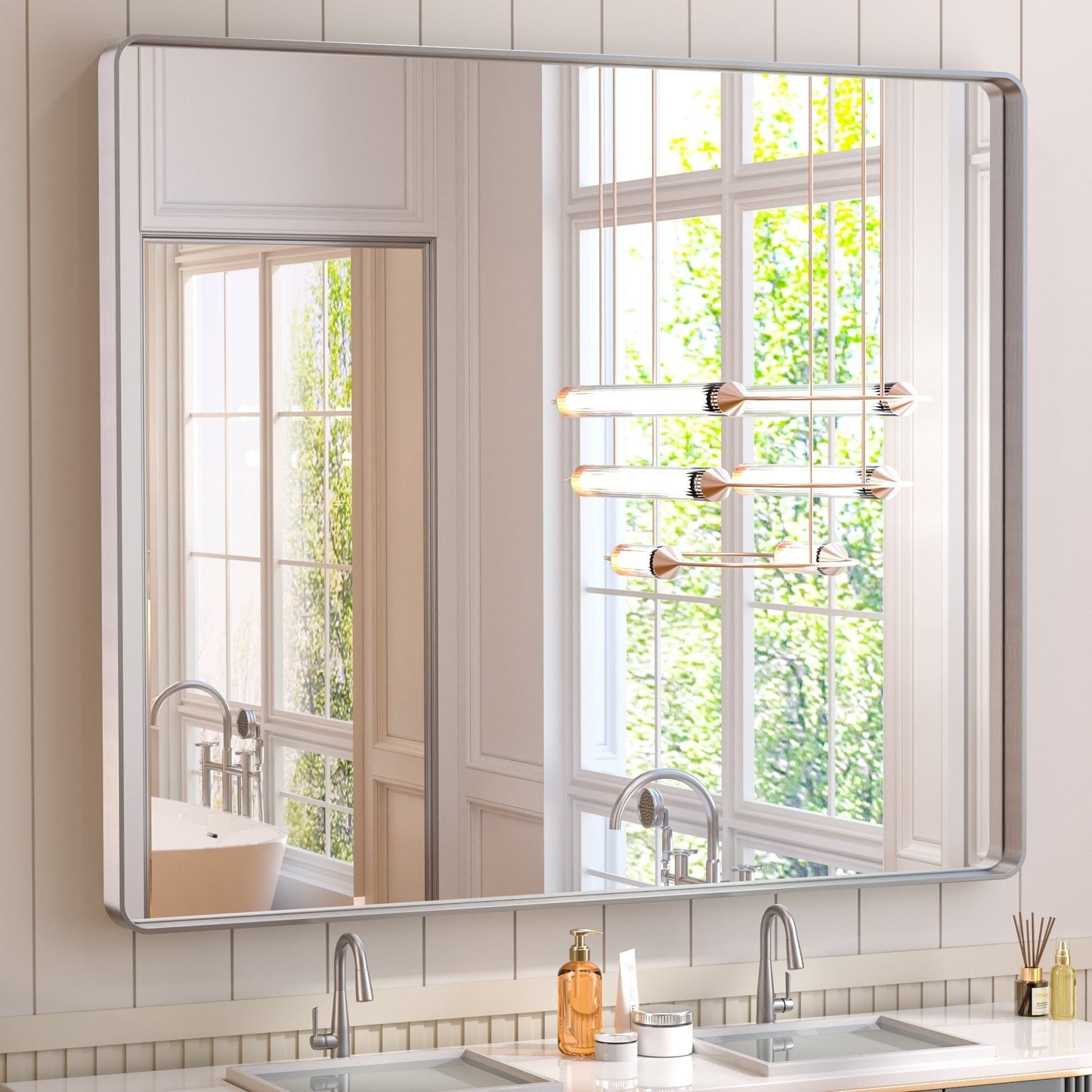 TETOTE Moderner Badezimmer-Kosmetikspiegel mit Metallrahmen zur Wandmontage