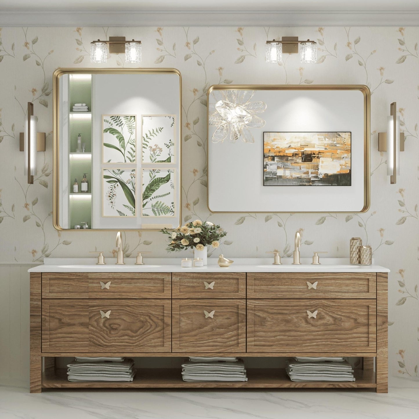 TETOTE Moderner Badezimmer-Kosmetikspiegel mit Metallrahmen zur Wandmontage